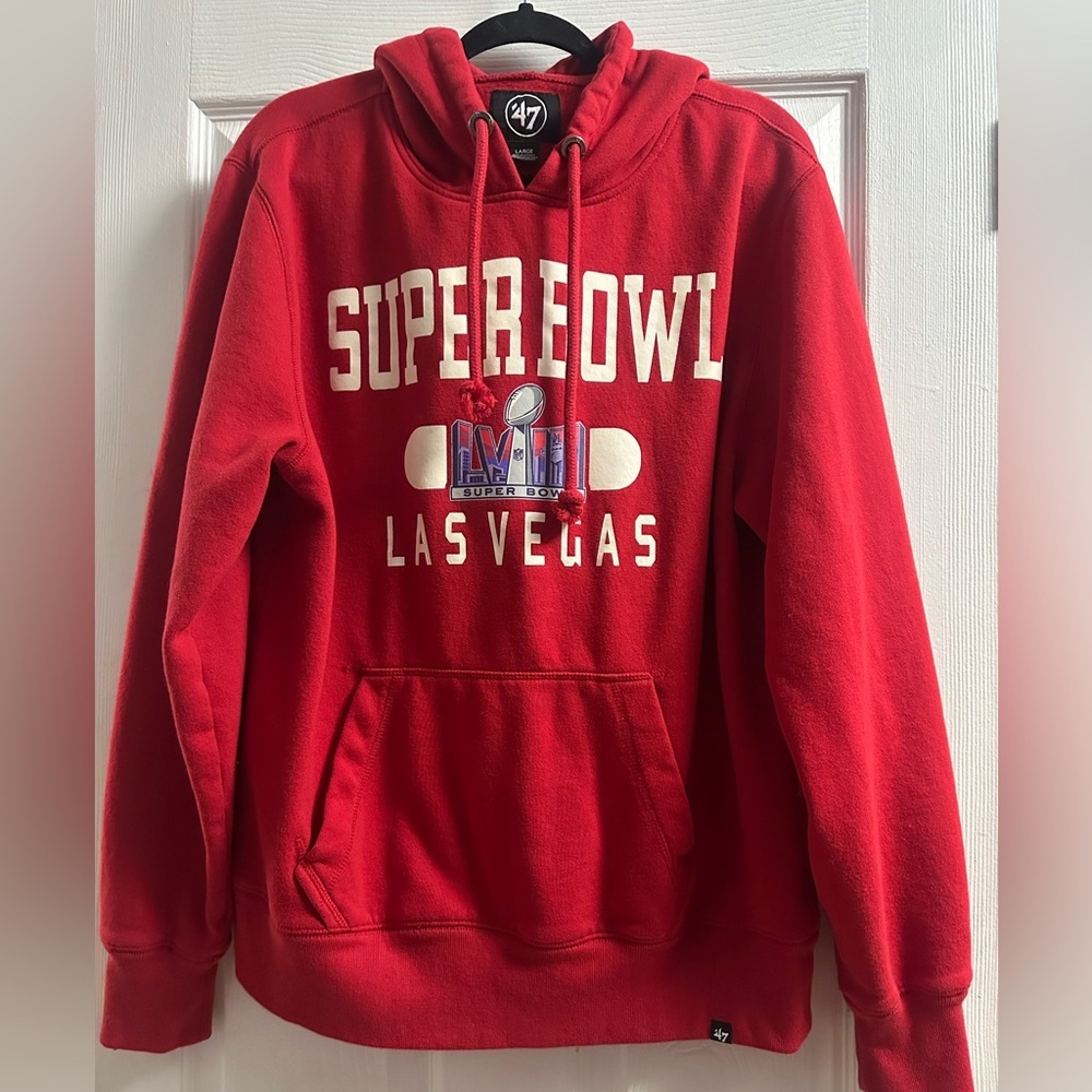 47 Brand Super Bowl LVIII Las Vegas Hoodie Size Large